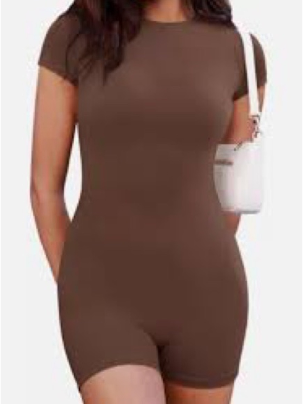 NWT Adreamly High Neck Short Sleeve Bodycon Romper Jumpsuit (Size L)